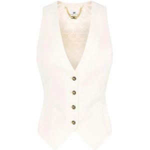 Elisabetta Franchi, Dames, Jassen, Beige, Maat: XS Gabardine,