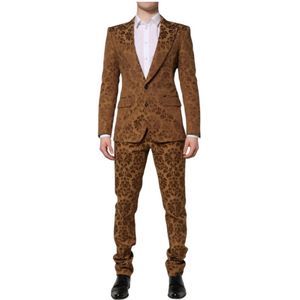 Dolce & Gabbana, Heren, Pakken, Bruin, Maat: M Zijde,