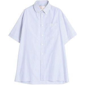 Valentino Garavani - Overhemden - Blauw - Katoen - Gestreept Katoenen Overhemd