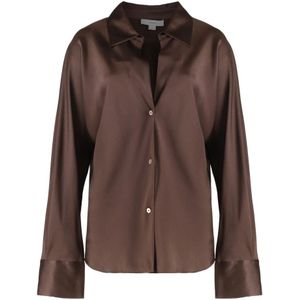 Vince, Dames, Blouses & Shirts, Bruin, Maat: XL Zijde,
