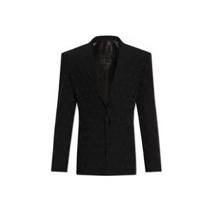 Balmain Blazer met puntige revers , Black , Heren , Maat: S