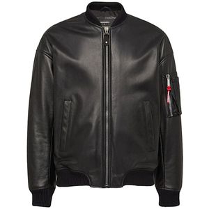 Dsquared2, Heren, Jassen, Zwart, Maat: L Leer,