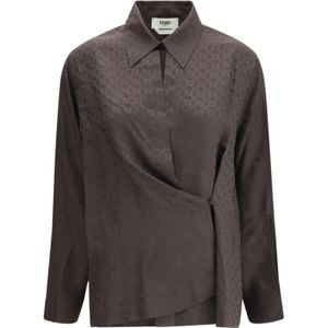 Fendi, Dames, Blouses & Shirts, Zwart, Maat: XS Zijde,