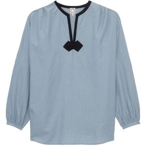 Ines de la Fressange Paris, Dames, Blouses & Shirts, Blauw, Maat: M Katoen,