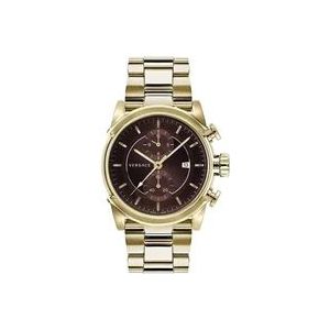 Versace Urban Chrono Goud Roestvrij Staal Bruin Wijzerplaat Horloge , Yellow , Heren , Maat: ONE Size