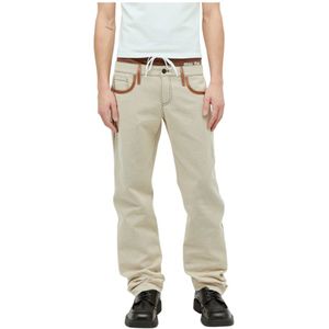 Miu Miu, Heren, Broeken, Beige, Maat: XS Katoen,