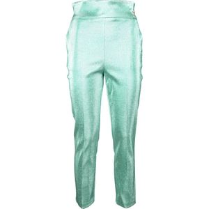 Elisabetta Franchi, Dames, Broeken, Groen, Maat: XS Katoen,