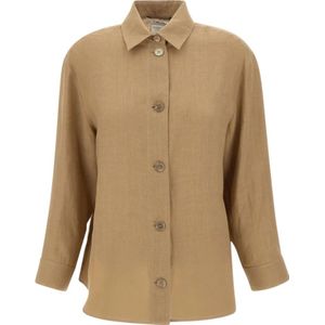 Max Mara, Dames, Blouses & Shirts, Bruin, Maat: 2XS Linnen,