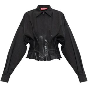 Diesel, Dames, Jassen, Zwart, Maat: 2XS Katoen,