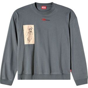 Diesel, Heren, Sweatshirts & Hoodies, Grijs, Maat: S