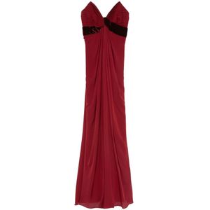 Elie Saab, Dames, Jurken, Rood, Maat: XS Velours,