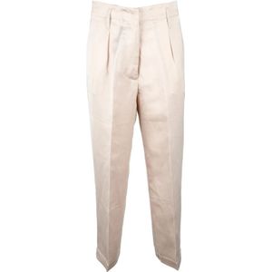 Semicouture, Dames, Broeken, Wit, Maat: S Linnen,