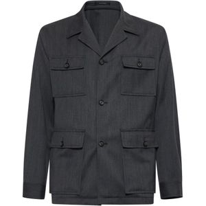 Tagliatore, Heren, Mantels, Grijs, Maat: L Wol,