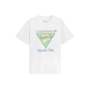 Casablanca Tennis Club Icon Wit T-Shirt , White , Heren , Maat: L