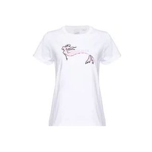 Pinko Mermaid Print T-shirt , White , Dames , Maat: M
