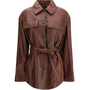 Brunello Cucinelli, Dames, Jassen, Bruin, Maat: XS Leer,