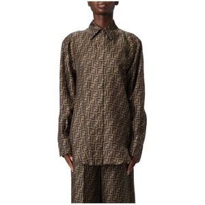 Fendi, Dames, Blouses & Shirts, Bruin, Maat: M Zijde,