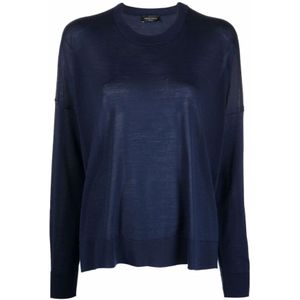 Roberto Collina, Dames, Truien, Blauw, Maat: L Jersey,