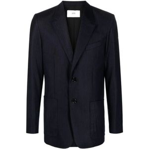 Ami Paris, Heren, Jassen, Blauw, Maat: M Wol,