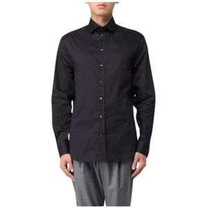 Emporio Armani, Heren, Overhemden, Blauw, Maat: 6XL Katoen,