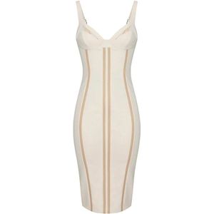 Elisabetta Franchi, Dames, Jurken, Beige, Maat: XS