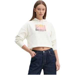 Calvin Klein, Dames, Sweatshirts & Hoodies, Wit, Maat: XS Katoen,