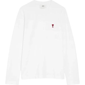 Ami Paris, Heren, Tops, Wit, Maat: S Katoen,