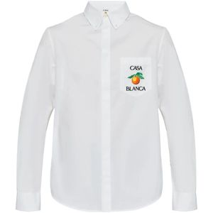 Casablanca, Heren, Overhemden, Wit, Maat: S Katoen,