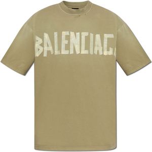 Balenciaga - Tape-Type - T-shirt - Groen - 100% Katoen, Oversized Pasvorm