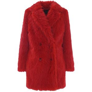 Kocca - Teddy Double-Breasted Jas - Rood - Dames