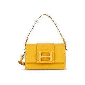 Hogan Vrouwelijke Flap Tas met H Gesp , Yellow , Dames , Maat: ONE Size