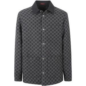 Gucci, Heren, Jassen, Grijs, Maat: L Flanel,