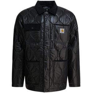 Carhartt Wip, Heren, Jassen, Zwart, Maat: S Leer,