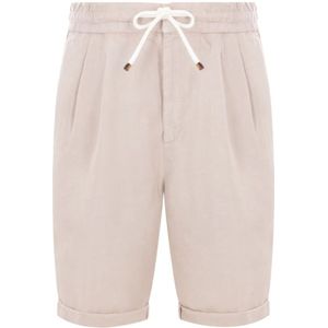 Brunello Cucinelli, Heren, Korte broeken, Beige, Maat: XL Linnen,