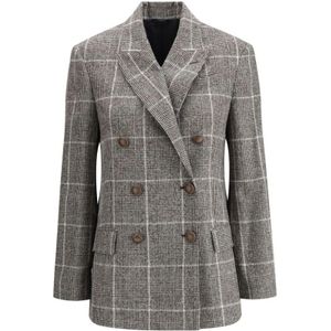 Brunello Cucinelli, Dames, Jassen, Grijs, Maat: 2XS Wol,