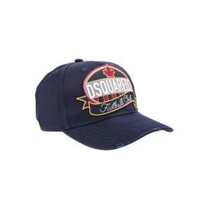 Dsquared2 Donkerblauwe Dquared2 Patch Baseball Cap , Blue , Heren , Maat: ONE Size