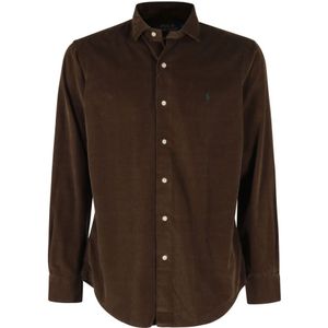 Polo Ralph Lauren, Heren, Overhemden, Bruin, Maat: M Katoen,