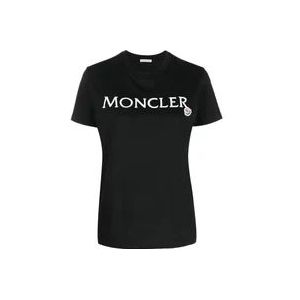 Moncler Logo-Print Kortemouw T-Shirt , Black , Dames , Maat: 2XS