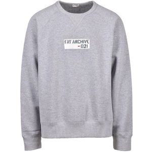 Fay, Heren, Sweatshirts & Hoodies, Grijs, Maat: 2XL Katoen,