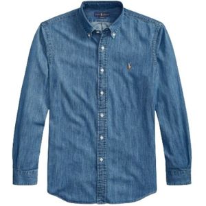 Polo Ralph Lauren, Heren, Overhemden, Blauw, Maat: M Denim,