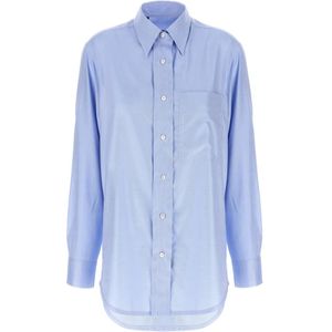 Brioni, Dames, Blouses & Shirts, Blauw, Maat: M Katoen,