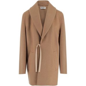 Saint Laurent, Dames, Mantels, Beige, Maat: S Wol,