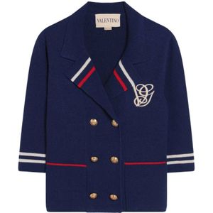 Valentino Garavani, Dames, Truien, Blauw, Maat: S Wol,