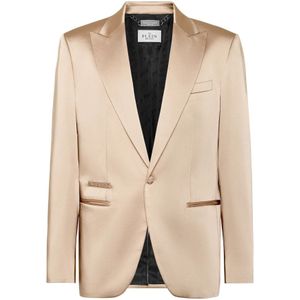 Philipp Plein, Heren, Jassen, Beige, Maat: 2XL Satijn,