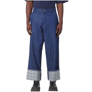 JW Anderson - Logo Cuff - Jeans - Blauw - 100% Katoen