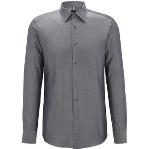 Hugo, Heren, Overhemden, Grijs, Maat: XS Linnen,