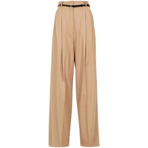 Sportmax, Dames, Broeken, Bruin, Maat: XS Wol,