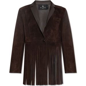 Etro, Dames, Jassen, Bruin, Maat: XS Leer,