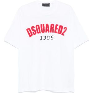 Dsquared2, Heren, Tops, Wit, Maat: L Katoen,
