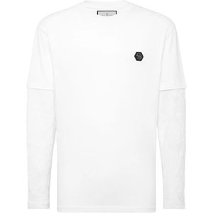 Philipp Plein, Heren, Tops, Wit, Maat: L Katoen,